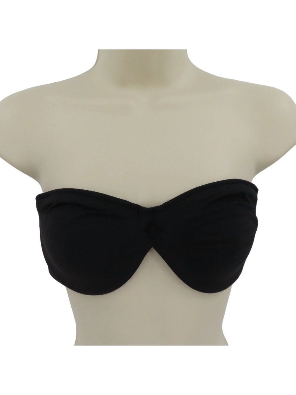 VTG Ralph Lauren 36C Bra Strapless Underwire Black Embroidered Slinky Smooth Y2K